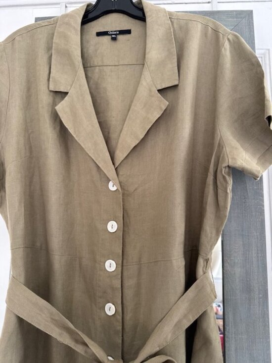 Quince Linen Button Front Dress Spring Summer Career Preppy Minimalist - Picture 4 of 12